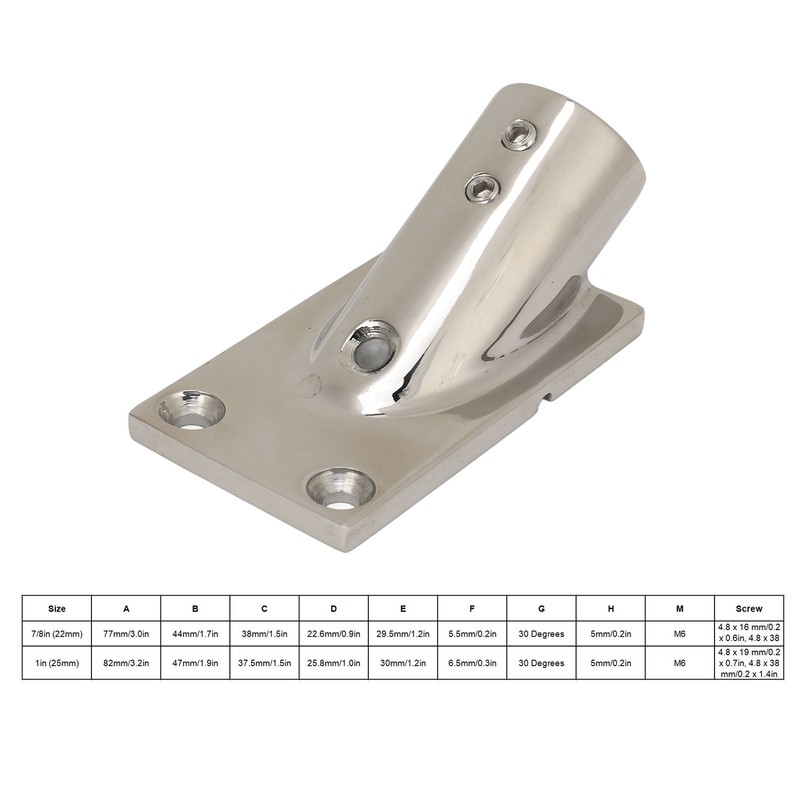 Boat Tube Base Rectangular 316 Stainless Steel Handrail Tube Base