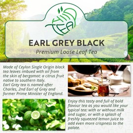 Earl Grey Black Loose Leaf Tea – Premium Ceylon Black Tea Infused With Bergamot Oil (Black, 100g)