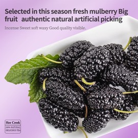 Hee Creek Dried Black Mulberries 280g/9.88oz No-additive Natural Wild Black Mulberry,Sweet＆Delicious Mulberries, Snack,Vegan,Anthocyanin,特级大粒野生黑桑葚干 无添加