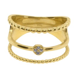 Heideman women's ring Unda jewellery ring fashion ring silver colour polished/rose gold plated/yellow gold plated stainless steel with stone hr437_P, Stainless Steel