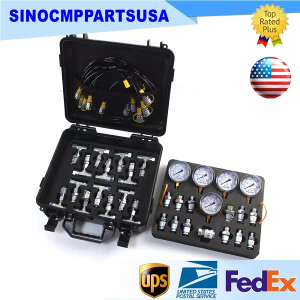 SINOCMP Hydraulic Pressure Gauges Kit with 24 Coupling Hydraulic Gauge