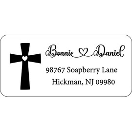 Atelier Elegance Custom Address Labels, Any Name, Any Address, Cross, Heart