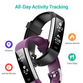 Runlio Fitness Tracker with Heart Rate Monitor,Sleep Monitor with 14 Sports Mode,Activity Tracker with Step and Calories Counter,IP67 Waterproof with Stopwatch for Kids,Women and Men