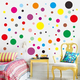 Mendom Polka Dots Wall Decals(120 Count), Peel & Stick Removable Primary Colors Vinyl Circle Wall Stickers for Classrooms Offices Home Decoration