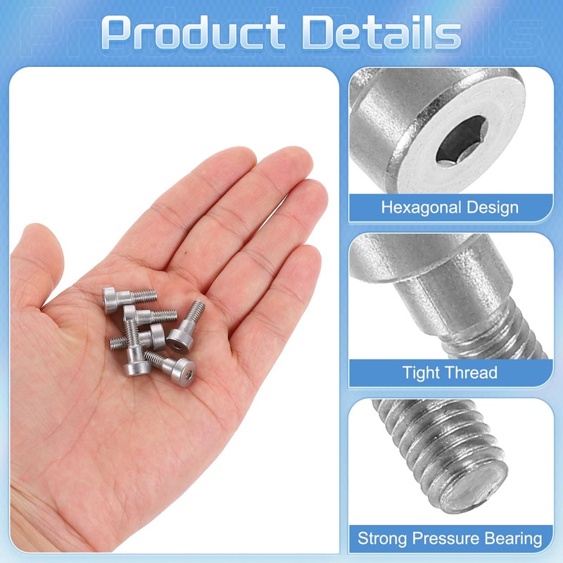 sourcing map 12Pcs 304 Stainless Steel Shoulder Bolt 6mm Shoulder