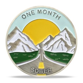 1 Month Sobriety Coin Alcoholics Anonymous Medallion AA Chip Token Sobriety Gifts for Women Men in Recovery (1-12 Month)