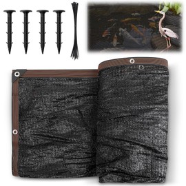 Yoojahow Koi Pond Netting Kit 12 x 30ft, Heavy-Duty Pe, Bird Deer Fence Netting, Durable Net Cover for Leaves, Protect Fish from Blue Heron Bird, Cats & Predators, Stakes & Ties Included