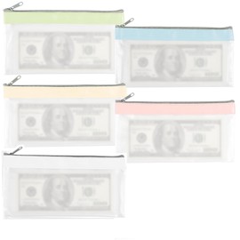 5 PCS Money Wallet, Money Pouch, Money Bags, Money Pouches for Cash with Zipper, Waterproof Cash Envelopes for Cash, Money Envelopes, School and Office Supplies (5 Colors)