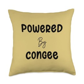 Powered By Congee Rice Porridge Text Throw Pillow