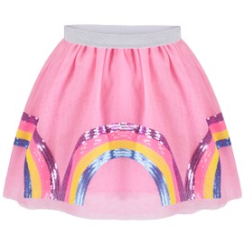 Sunny Fashion Girls Skirt Pink Tutu Ballet Skirt Pink Rainbow Sequin Unicorn Size 6 Years