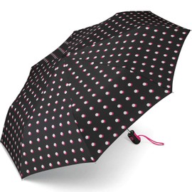 Esprit Easymatic Light Double Dot Pocket Umbrella, black, Polka Dot