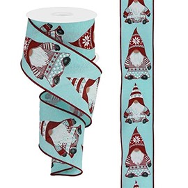 Craig Bachman Gnomes Wired Edge Ribbon - 10 Yards (Ice Blue, 2.5 Inch)