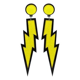 hoyuwak 80s Neon Earrings for Women Delicate Lightning Drop Hook Earring for Outfit Glow Party Accessories (Yellow)