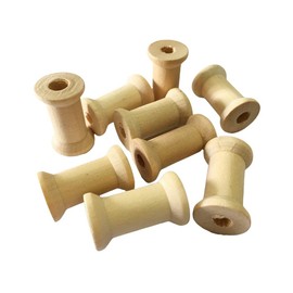 30 Pcs Wooden Empty Thread Spools Bobbins Winding Spool for Floss Embroider Sewing Thread Ribbon Line Organization Wood Color