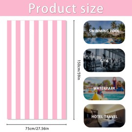 ZPLASK Quick-Dry Beach Towel for Adults (150x75cm) & Towel Bands for Sun Loungers, Sand-Free Lightweight Beach Towels, Windproof Beach Towel Bands, Apply to Pool Gym Travel (Pink, Blue)