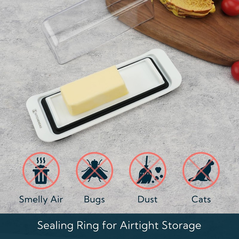 KITCHENDAO Airtight Butter Dish with Lid for Countertop and Refrigerator