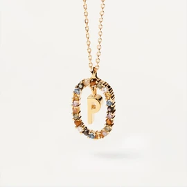 PDPAOLA - Necklace Letter P - 925 Sterling Silver 18k Gold Plating - Women's Jewellery, Gold, No Gemstone