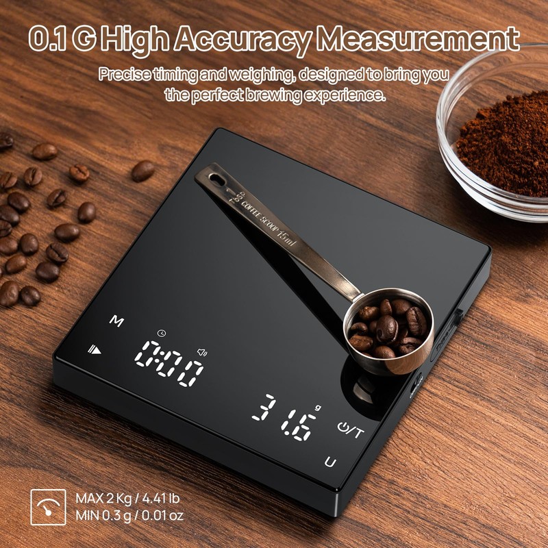 Meilen Mini Espresso Coffee Scale with Timer - 0.1g Precise,