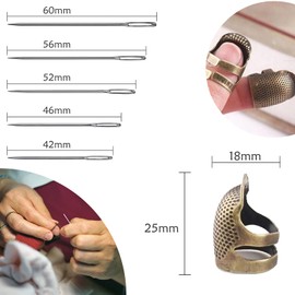 25PCS Big Eye Stitching Needles, Embroidery Needles with Finger Protector Thimble, Practical 5Sizes Sewing Needles