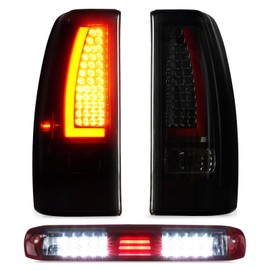 Tail Light + 3rd Brake Cargo Lamp for Chevy Silverado 1500 2500 99-02, 1500HD 2500HD 01-02, GMC Sierra 1500 2500 99-03, 1500HD 2500HD 01-03, Third High Mount Stop Light Rear LED Taillight, 19169018