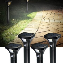 AURAXY Solar Outdoor Lights with Motion Sensor – Waterproof LED Pathway Lights for Yard, Garden, Walkway, Driveway – Auto On/Off, Easy Installation (4 Pack)