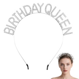 QfwdfcTrenz Birthday Crown for Women Silver Queen Crown Rhinestone Birthday Tiara Princess Tiara Glitter Queen Headband Girls Prom Supplies Party Decorations Accessories