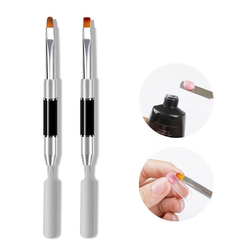 Metal Nails Nail Brushes, 2 Pieces Nail Art Brushes, Dual-Ended