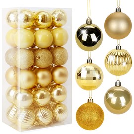 BLAZOR Christmas Baubles, 36Pcs 4CM Christmas Tree Baubles - Shatterproof Christmas Tree Decorations,Large Xmas Hanging Ball for Holiday Wedding Party Ornaments
