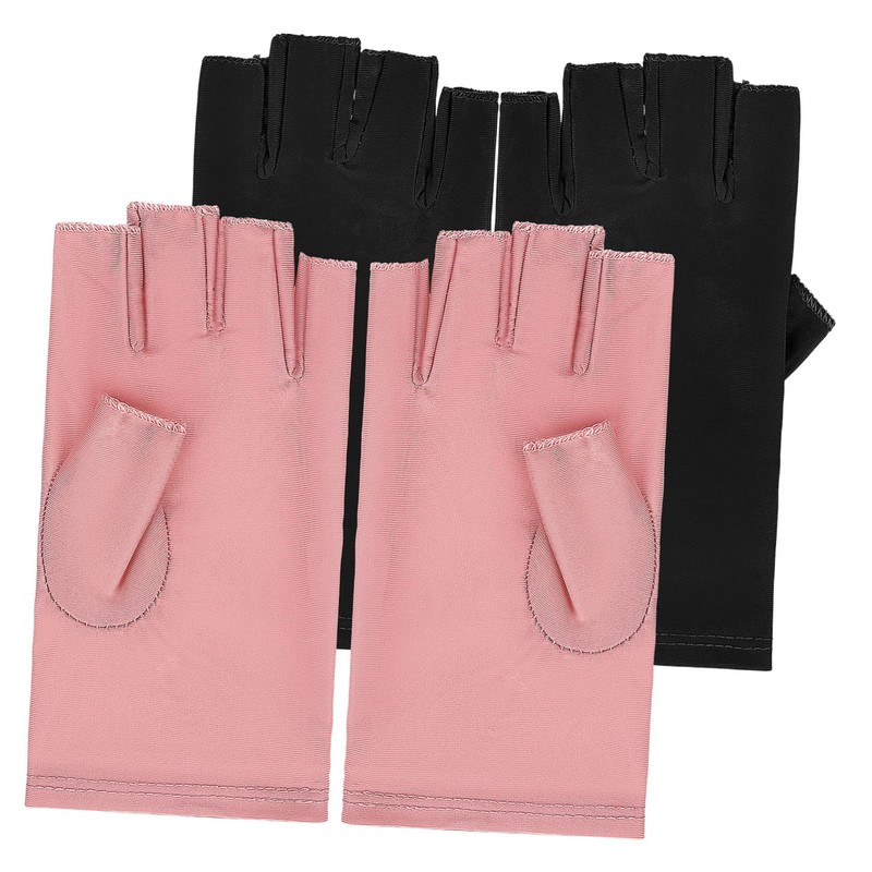 Healvian 3sets Manicure Nail Gloves Fingerless Hand Gloves for Gel