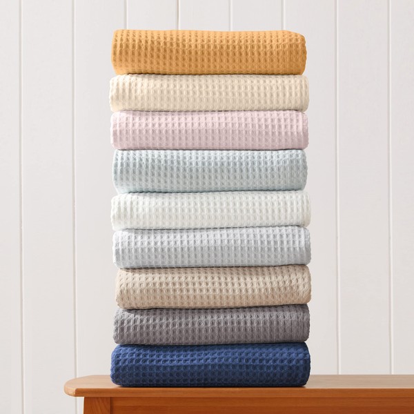 100% Cotton Waffle Weave Thermal Blanket. Super Soft Season Layering. Mikala Collection (King, Light Grey)