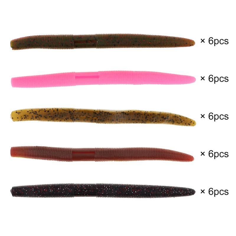 OriGlam 30pcs Soft Plastic Bait Bass Fishing Lure, Senko Worms