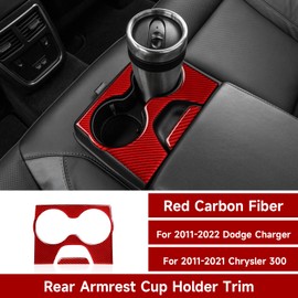 BRMYL Rear Armrest Box Cup Holder Decals for 2011-2023 Dodge Charger Accessories, for 2011-2023 Chrysler 300 Accessories Carbon Fiber Stickers