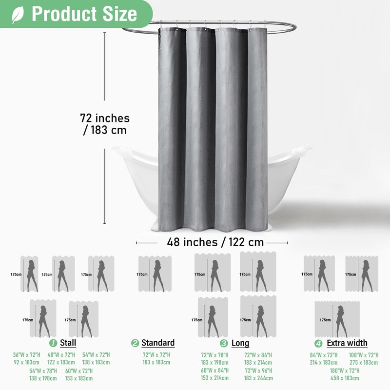 Dynamene Stall Fabric Shower Curtain - 48 inch Wide Waffle