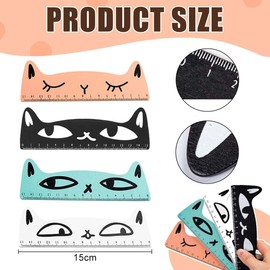 Juguta 4 St.Holz-Lineal Mess-Werkzeug Lineal, Kätzchen-Muster, für Kinder Schüler Büro, Einzigartige Grundschule Geschenke, Schulanfänger