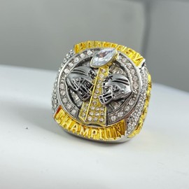 Legacy Rings 2022 Fantasy Football Championship Ring | Premium Silver and Gold Tone Award Trophy for FFL Champion | Stand Included (Clear, 11)