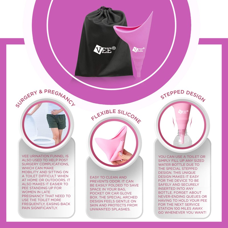 VEE® Female Urinal |Travel Urination Device & Pee Funnel for