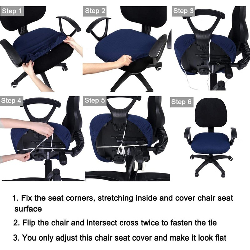 smiry Stretch Chair Seat Covers for Office, Black 1PC Jacquard