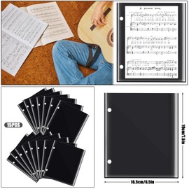 IYEBAU Flip Folder Pages, 15 pcs Double Side Marching Band Musical Flip Folio, 7.5 x 6.3 inches, Black, PVC Waterproof Resist Tearing Window Pages for Sheet Music