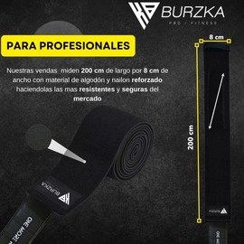 BURZKA Knee Wraps Rodilleras Venda Compresion Elastica Gym Profesionales Para Levantamiento de Peso Par (Negro)