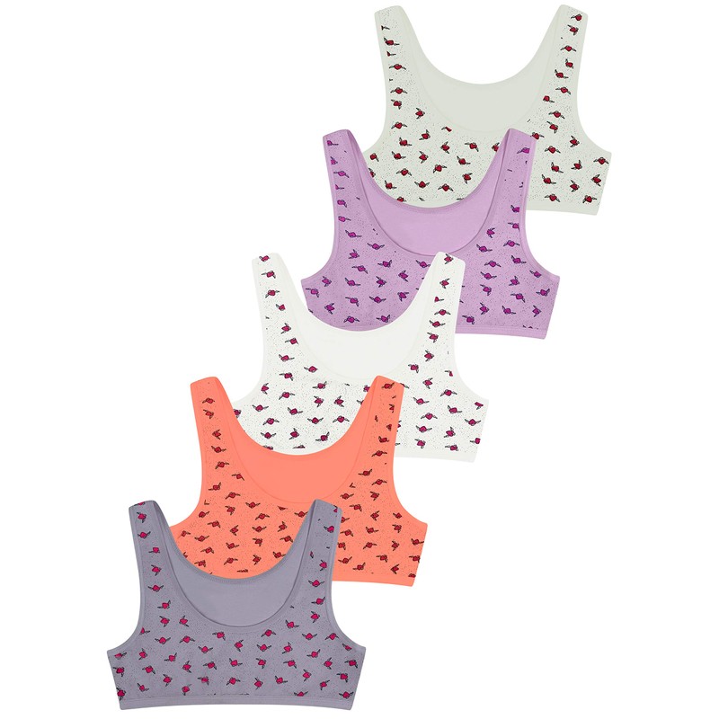 LOREZA ® 5 Mädchen Bustier Baumwolle BH Sport Bra (164-170,