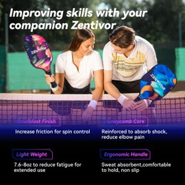 Lightweight Carbon Fiber Pickleball Paddles Set of 2 – USAPA Approved Family Play for Beginners, Intermediates, Men & Women | Gritty Surface, Stylish | 16mm Core, Includes Balls, Bag, Overgrips