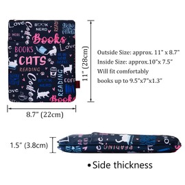 Cat Books Coffee Book Sleeves Protector, Cats Book Sleeve with Zipper, 11 x 8.5 Inch Washable Fabric Book Lovers (Cat Books Coffee)