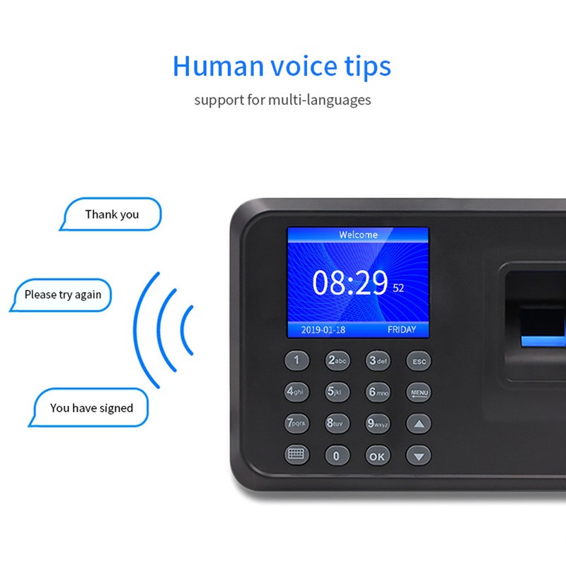 Fingerprint Attendance Machine 2.4 Inch 1000 User Capacity Name Display