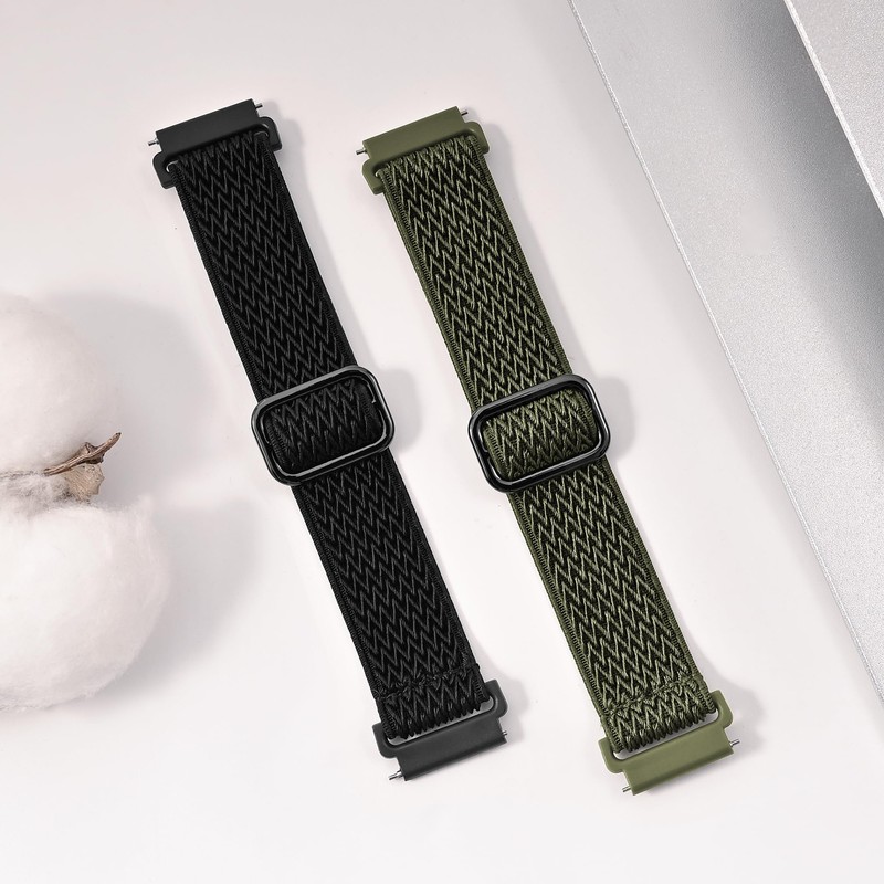 Farluya 2 Pack Stretchy Nylon Watch Bands Compatible with Garmin