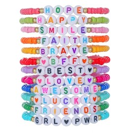 AYWFCBF Friendship Bracelets for Women, Inspirational Preppy Bracelets Stackable, BFF Stretch Bracelet Set, Colorful Heishi Clay Beaded Bracelets for Women