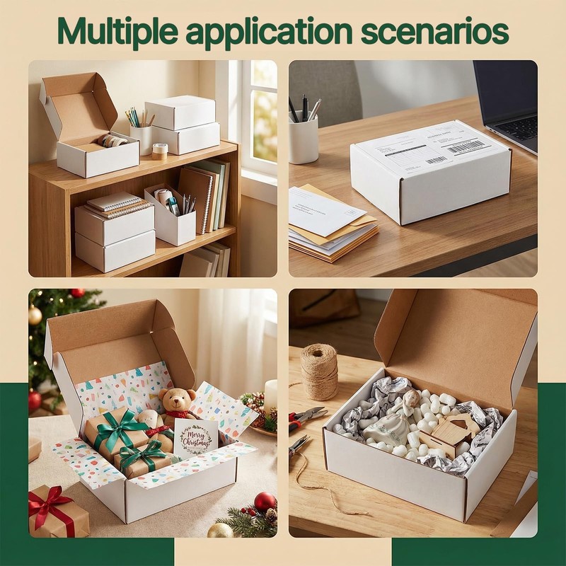 Ovlospa 20 Pack 12x9x4 Inch White Shipping Boxes, Corrugated Cardboard