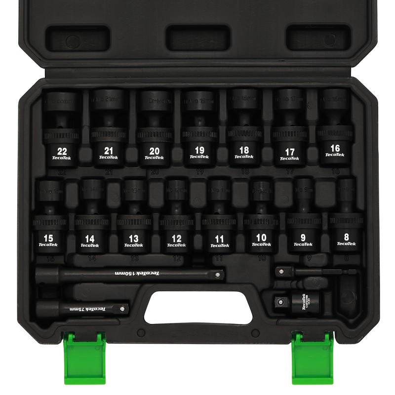 TecoTek 19 PCS 3/8" Drive Shallow Universal Impact Socket Set,