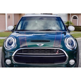 The Pixel Hut Black w/Red Hood Stripe Decals for Mini Cooper 2014-2024 Exact Fit No trimming