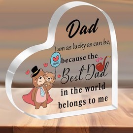 SMARGO Dad Gifts from Daughter Son Heart-Shaped Acrylic Plaque Gifts for Dad Birthday Christmas Father's Day Gift for Dad