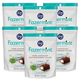 6 Pack Fazermints Dark Chocolate Peppermint Creams Bag